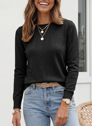 Image of SHEWIN Womens Sweaters 2026 Casual Crewneck Long Sleeve Lightweight Knit Pullover Sweater Tops Fall Clothes