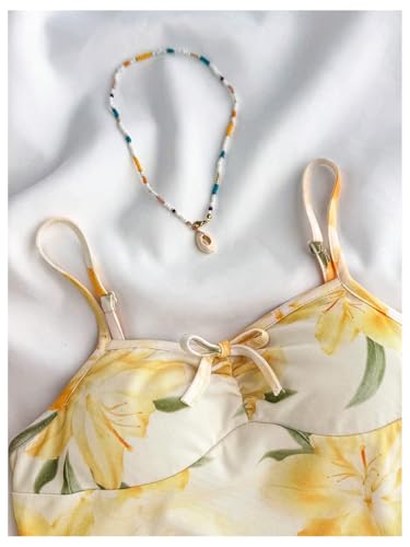 Floerns Girl's Floral Print Knot Front Sleeveless Mesh Stretchy Cam Mini Dresses3