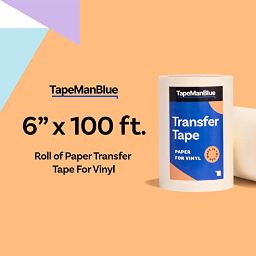 6" X 100' Roll Of Paper Transfer Tape For Vinyl, Made In America, Premium-Grade Transfer Paper For Vinyl With Layflat Adhesive For Cricut Vinyl Crafts, Decals, And Letters #TOP1