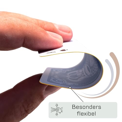 Romme 100% Kunststoff Kartenpiel - wasserfest und abwaschbar für Canasta, Bridge, Poker, Mau Mau mit klassisch französischem Bild, Plastik (Gold Edition) – Bild 5