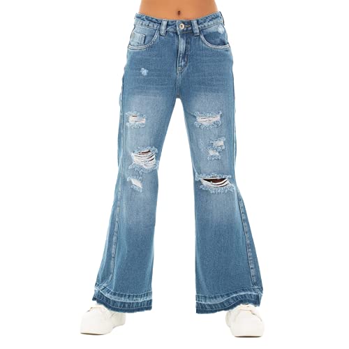 Nauty Blue Bootcut Jeans For Girls High Rise Ripped Jean Blueberry Blue - Flare Jeans For Teens And Girls 10-12 Years (Small) #TOP7