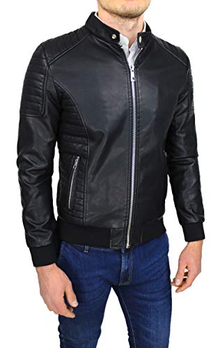 Blouson moto homme noir slim fit pour un style ajusté et moderne