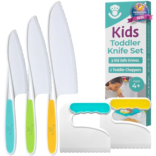 TOVLA JR. Kids Cutting Set | Montessori Safe Kitchen Knives for Cooking| Kitchen Safety for Toddlers | Boost Confidence and Encourage Picky Eaters