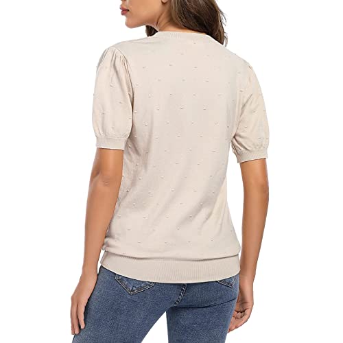 Clearlove Women Crew Neck Short Sleeve Sweater Loose Pullover Knit Tops Shirt Apricot Xl #TOP3