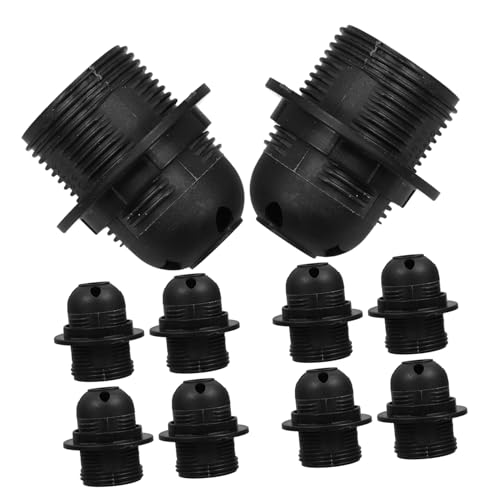 DIYEAH 10 Piezas Portalámparas de lampara colgante lampara de escritorio de collar de pantalla de lámpara Adaptador para casquillo de bombilla bulbo la mascota Black