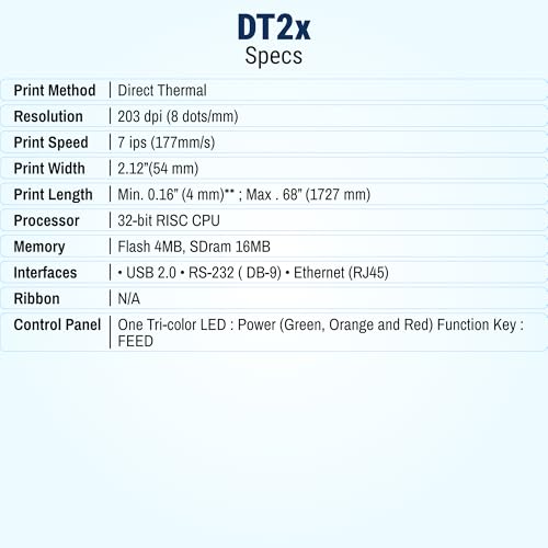 Image of McAuley Labels GoDEX DT2x Compact Direct Thermal Labels Printer - Wristband, Ticket & Asset Tag Printer - 2 inch, 203 DPI, USB /Serial /Ethernet