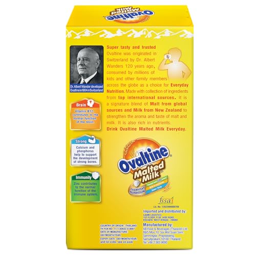 Image of OVALTINE Malted Health Drink Milk Powder, Health Drink for Kids & Adults, Nutrition Vitamins & Minerals, Malted Milk 400g Jar + Malted Milk 450g BIB (Pack of 2)