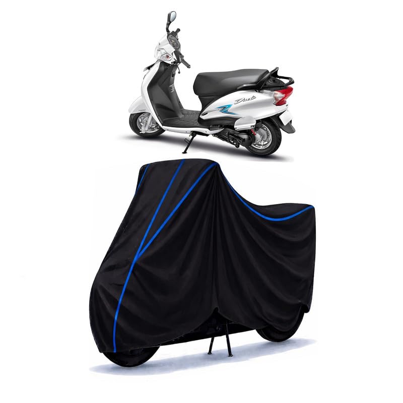 Image of Scooty Cover Water Resistant for Duet 125 | Universal Scooter & Bike Cover | Heavy Duty UV Dust, Rain & Scratch Protection Weather Indoor Outdoor | Black with Blue Piping
