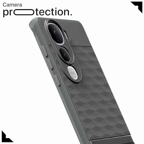 Image of Pikkme Back Cover for Vivo Y400 Pro 5G Soft Grip 3D Hexa Cube Texture Silicone Bumper Case (Grey)