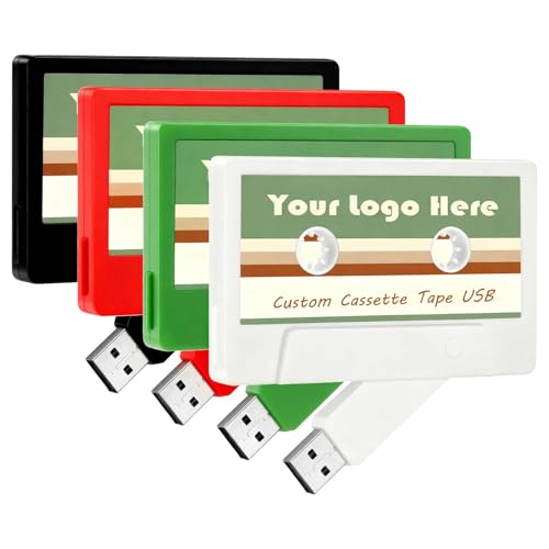 JBOS 25 Pack Custom USB Flash Drive 1GB USB 2.0 Cassette Tape Retro Personalized Thumb Drives, Customizable Memory Sticks for Branding, Corporate Events & Music Presents