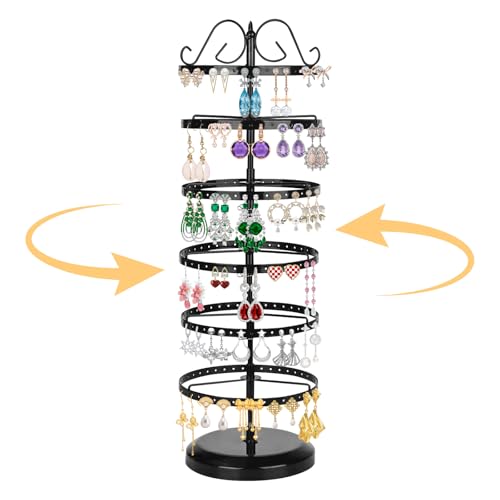 YYTECH Organizador Pendientes Giratorio de 6 Niveles, Soporte Joyas de Metal, Distancia Entre Niveles Ajustable, Capacidad de 264 Orificios para 132 Pares