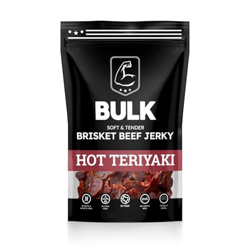 Bulk Beef Jerky - Brisket Jerky - Soft and Tender - All Natural - Beef Jerky Snack Packs - Perfect Beef Jerky Bulk Option for Protein-Packed Snacking - Hot Teriyaki 2.25 Ounce (Pack of 1)