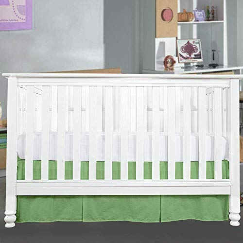 Image of Cottington Lane Crib Bed Skirt Pleated Crib Skirt Dust Ruffle, 100% Natural Cotton, Nursery Crib Toddler Bedding Skirts for Baby Boys or Girls, 14 inch Soft Crib Dust Ruffle Drop Crib Skirt-Sage