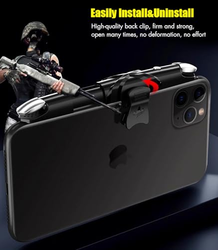 Mobile Phone Game Controller for Android Phones & iPhone, Mobile Phone L1R1 Gaming Triggers for PUBG Mobile/Knives Out/Call of Duty Mobile wtih 9pcs Finger Sleeves Gloves