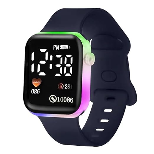 MVS Digital Square Dial | Digital Watches | Day & Date Display | Multicolor Disco Light | for Boys & Girls (Pack of 1) (Blue) (B0CMCVRM1X) Amazon Price History, Amazon Price Tracker