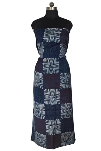 Image of Ethnics of Kutch Womens's Ajrakh Modal Silk Natural Dye Hand Block Print Unstitched Kurta Fabric
