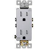 ENERLITES, Silver Elite Series Decorator Receptacle Outlet Child Safe Tamper-Resistant, Self-Grounding, 2-Pole, Residential Grade, 15A 125V, UL Listed, 61501-TR-SV