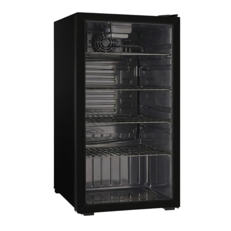 Générique Armoire à Boissons Réfrigérée 92L - Température +2/+10°C - 4 Grilles - Porte avec Serrure - Éclairage LED - Compacte Noire