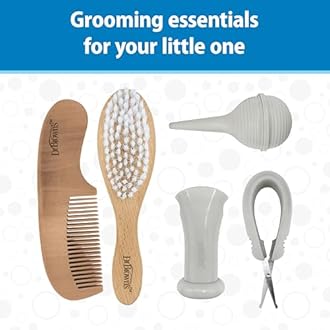 Dr. Brown's Baby Care Essentials Kit, Nail Scissors with Case, Nasal Aspirator, Cradle Cap Brush and Comb, BPA-Free