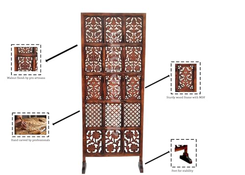 Image of Wooden Room Partition /Screen /Room Divider /Room Separator for Livng Room Bedroom Home Office Restarurant Hallway (1 Panel 30 Inches Wide 6 Feet with Stands)