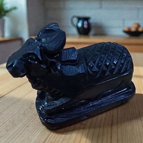Estatua Nandi de Mármol Negro 3 Pulgadas 290g Artesanal miniatura 2