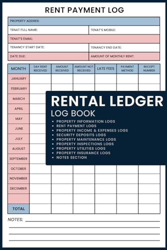 Rental Ledger Log Book: Track Rent Payments