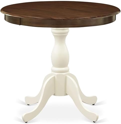 East West Furniture AST-WLW-TP - Mesa de cocina antigua, mesa de comedor redonda con base de pedestal, 36 x 36 pulgadas, multicolor