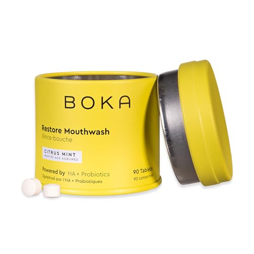 Boka Mouthwash Tablets with Hydroxyapatite - Refreshes Breath - Fluoride Free & Alcohol Free - Travel Size Mouthwash Chewable Tablets - (90 Pcs Citrus Mint)