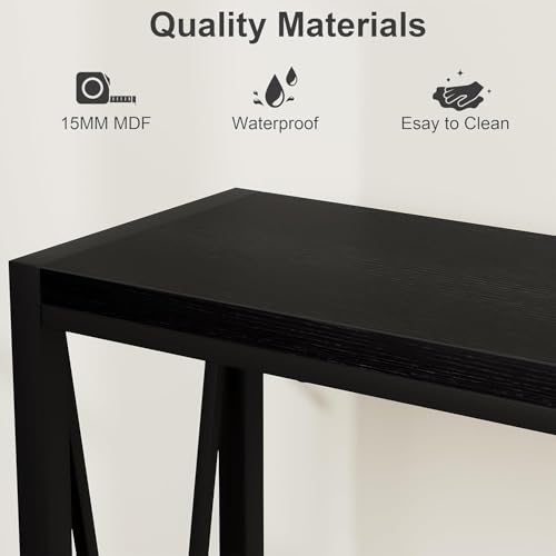 Garvee Entraditas Recibidores, Consola Recibidor, con Espacio de Almacenamiento, Mesa de Sofá Estrecha con Diseño en V,110 * 25 * 76 cm(Negro) - imagen 5