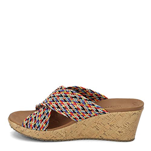 Skechers Skechers womens Slide Wedge Sandal, Real Multi, 6 US