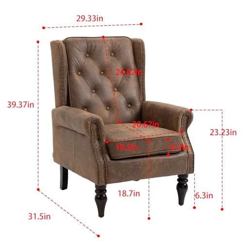 Sillón Tufted Wingback Microfibra Chocolate miniatura 3