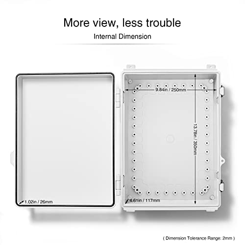 Qilipsu Hinged Cover Stainless Steel Latch 370X270X150Mm Junction Box With Mounting Plate, Abs Plastic Diy Electrical Project Case Ip67 Waterproof Dustproof Enclosure Grey (14.6"X10.6"X5.9") #TOP3