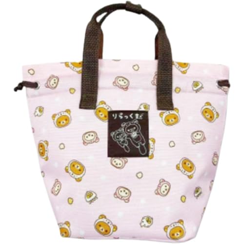 畑山商事 リラックマ だららっこ 保冷巾着トートバッグ ピンク 総柄 かわいい キャラクター ランチバッグ お弁当袋 サブバッグ 約H27×W34×D14cm 33203735