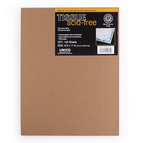 Lineco Buffered Acid-Free Interleaving Tissue 8.5 x11 Archival Paper Extends Life of Pictures Photographs Artwork and Textiles for Black & White Color and Albumen Prints Pack of 100