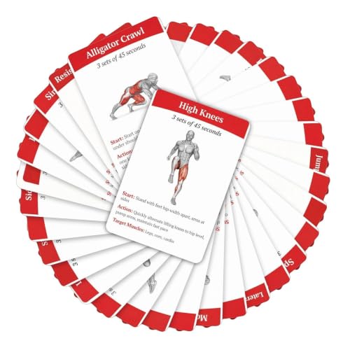Tarjetas de ejercicios de fuerza y cardio en casa con guía portátil de 36 piezas