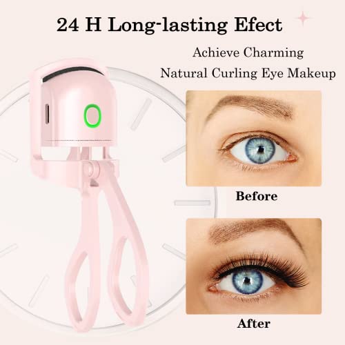 Heated Eyelash Curler, Electric Eyelash Curlers -Rechargeable Lash Curler With Eyelash Comb, Long-Lasting Eye Lashes Curlers, Quick Natural Curling Lash Lift Kit For Women Girls Makeup #TOP1