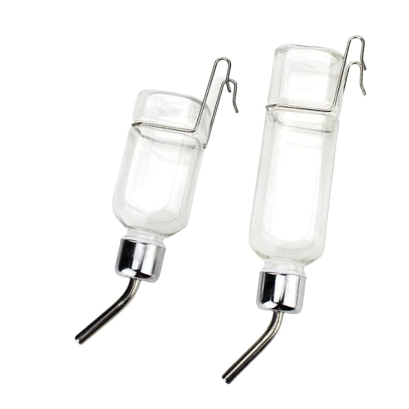 Garrafa de Água para Pequenos Animais com Sistema Antigotejamento WHZAZGW LK12-1 Transparente, Pacote com 2