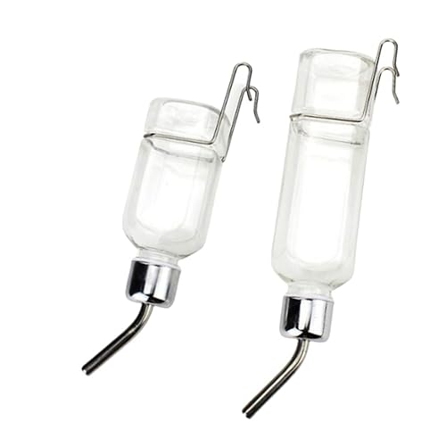 2 Pcs Pet Cage Water Bottle No Drip Small Animal Water Bottle, Hanging Waterer for Rabbit, Guinea Pig, Hedgehog, Squirrel, Rat, Chinchilla, Hamster Dispenser Bottle