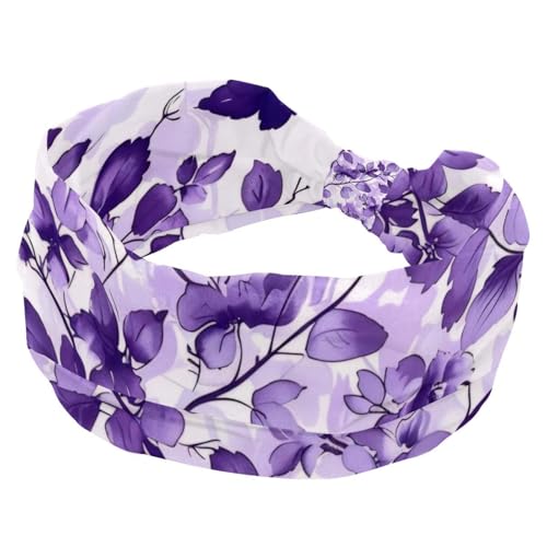 Large bandeau élastique à motif lilas vif pour femme, idéal pour le yoga, l'entraînement, le lavage du visage et le maquillage