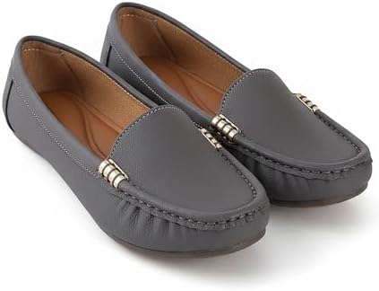 Pluxh Women Ballet Flats | Slip-On Casual & Formal Shoes | Elegant Metal Accent Design, Soft Cushioned Insole with Flexible Anti-Slip Sole | Office Wear, Daily Use & Travel Footwear