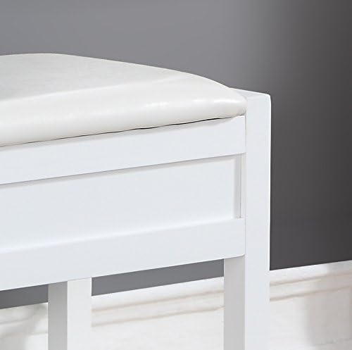 Miniatura 6 de Roundhill Furniture Rouen Clean - Banco de asiento blanco con almacenamiento de zapatos,