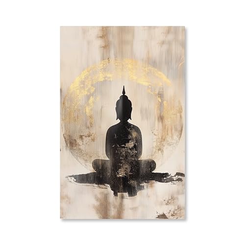 Image of PAINTINGMANTRA Buddha Canvas Painting for Living Room, Buddha wall Art Painting for living room, Bedroom, office and Home, Canvas, 16x22 Inch