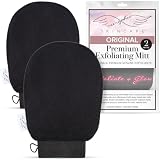 Seraphic Skincare Original Premium Exfoliating Mitt for Body (2pc) – 100% Vegan Viscose Traditional Body Scrub Glove Kessa Korean Washcloth – Body Exfoliator for Self-Tan Removal & Keratosis Pilaris