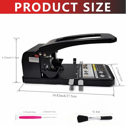 Zenirob Heavy Duty 2 Hole Punch, 100 Sheets Capacity 80mm Hole Spacing 8mm Hole Diameter, Portable Paper Punch for Office School Home Supply(Black)