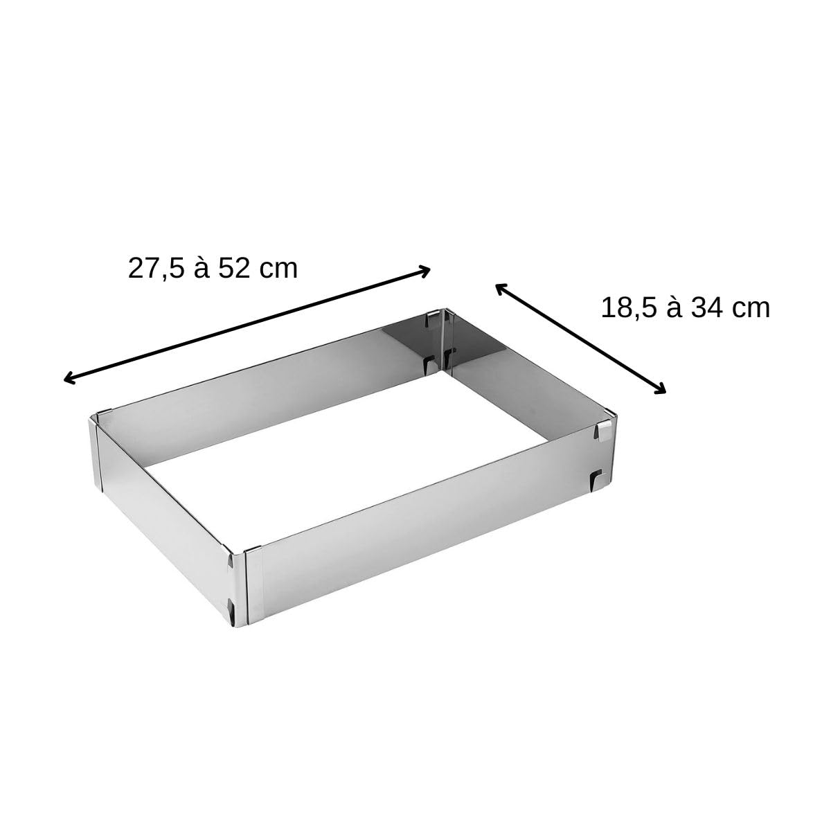 Zenker Pierścień do ciasta cukierniczy regulowany w kolorze srebrnym, stal nierdzewna, 27,5-52 cm x 18,5-34 cm