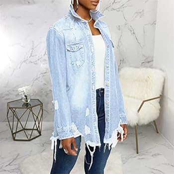 Dames Denim Jas Verwassen Retro - Lange Mouwen Casual Streetwear Voor Lente & Herfst