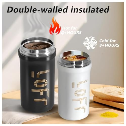 Image of Insulated Coffee Tumbler 600ML - Grey | Stainless Steel Vacuum Travel Mug with Lid | Double Wall Leak Proof Thermal Cup for Hot & Cold Drinks | Reusable Office, Home & Car Use