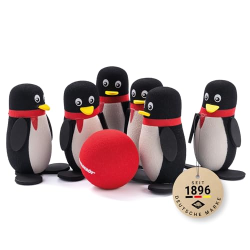 Schildkröt Pinguin Soft Bowling Set, Kegelset, Indoor- und Outdoor, bestehend aus 6 Pinguinen mit stabilem Stand und Einer Soft-Bowling-Kugel, 970303