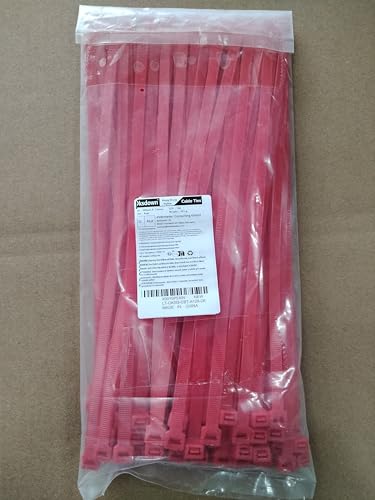 Oksdown 100 Pack Red Thick Cable Ties Heavy Duty Large 300mm×7.6mm Strong Nylon Plastic Self Locking 12 inch/30 cm Extra Long Zip Tie Wraps - Image 2