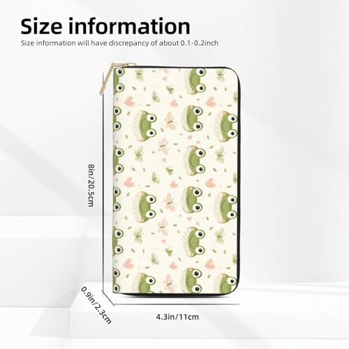 Frog Cute Green Print Wallet Women, Leather Bifold Multi Card Wallet, Long Purse Women's Wallets2